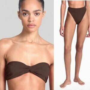 Aexae Sz S Chocolat Brown Bandeau High Waisted Bikini Set